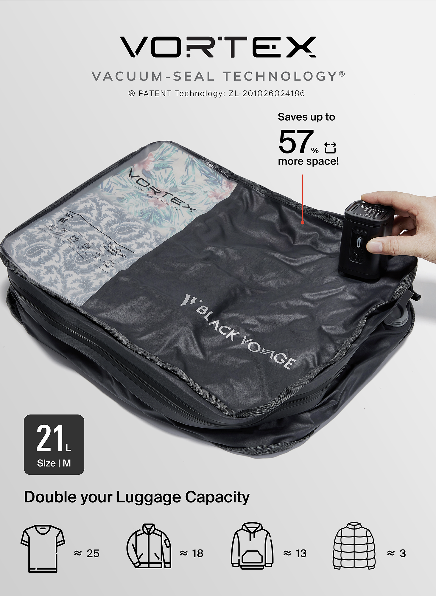 21L Vortex Seal Compression Travel Bag