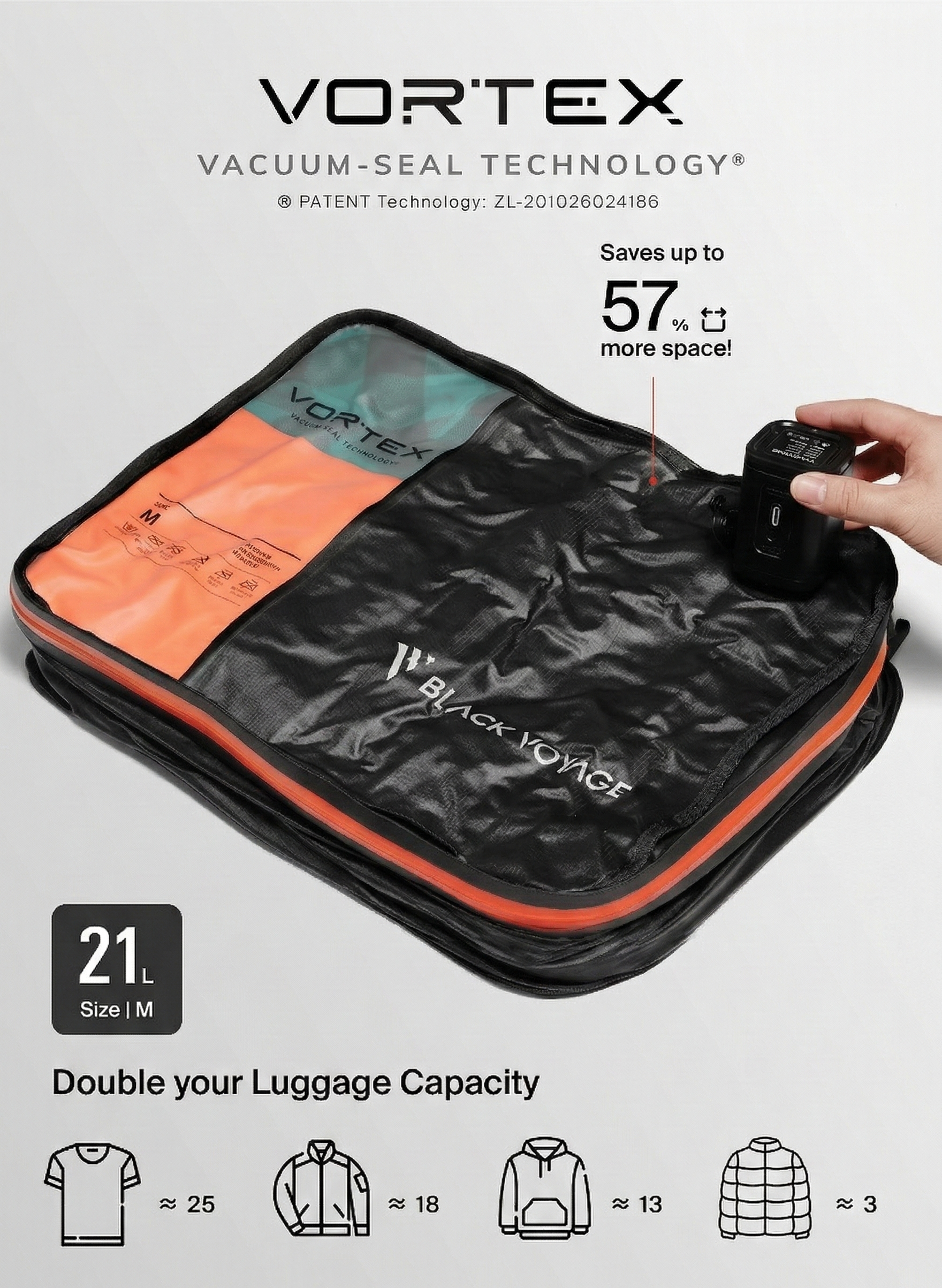 21L Vortex Seal Compression Travel Cube